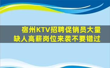 宿州KTV招聘促销员大量缺人高薪岗位来袭不要错过